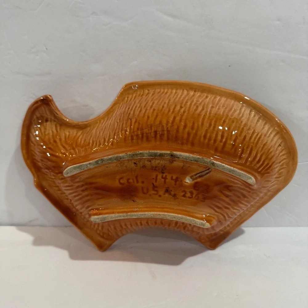 Vintage California Pottery Drip Glaze Atomic MCM Orange USA Hippy Ashtray Bowl